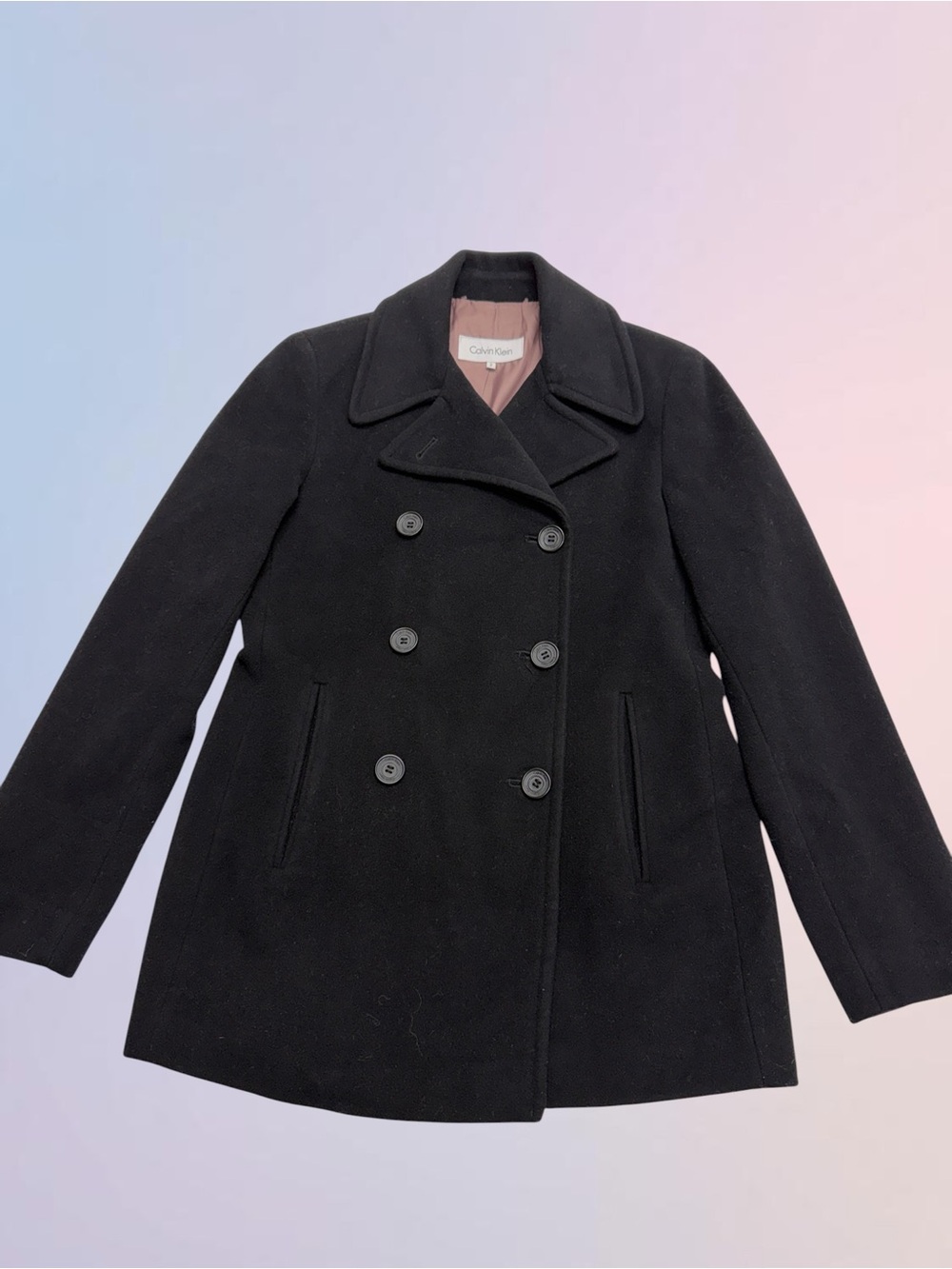 CALVIN KLEIN Women’s 2 Black Wool / Cashmere Coat